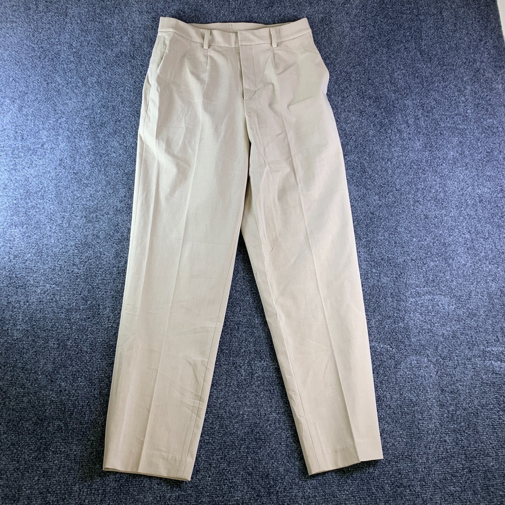 Uniqlo Smart Ankle Pants Womens Small Beige Two Way Stretch Pleated Straight Leg